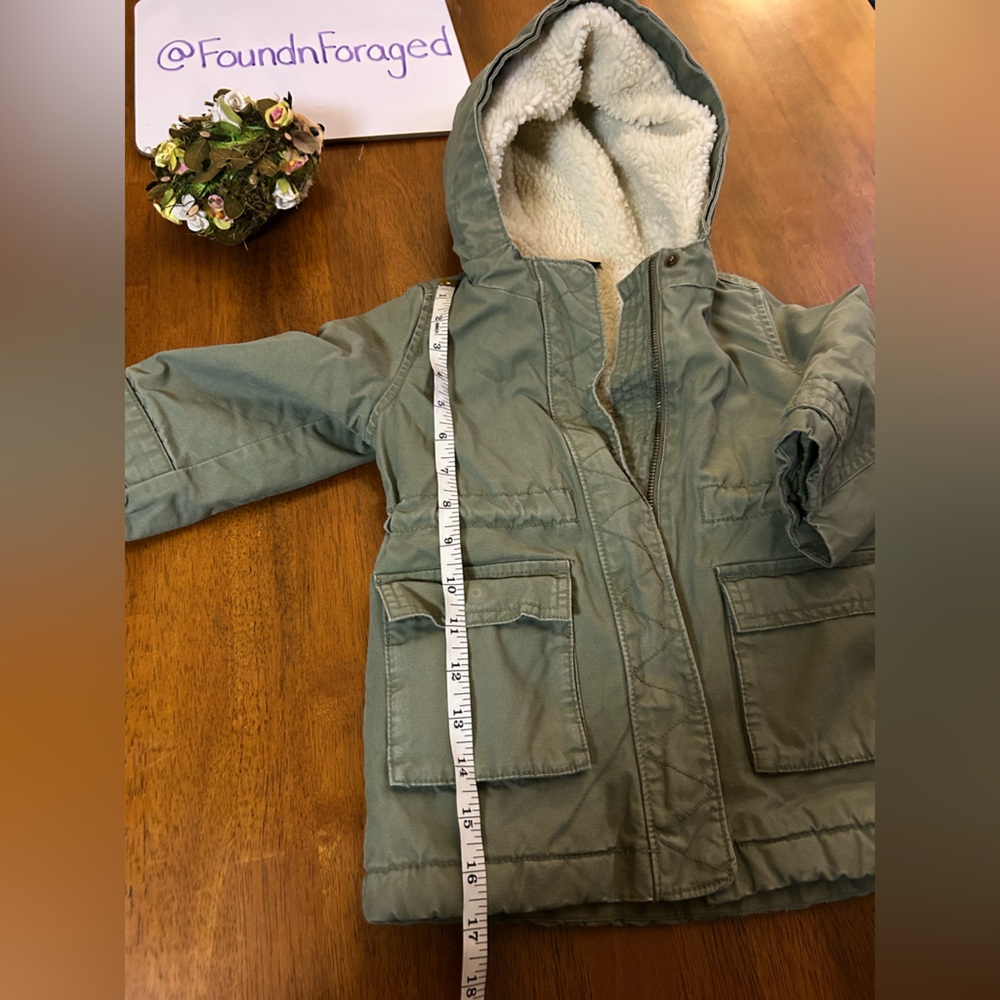 GAP Sherpa-Lined Utility Parka Jacket | Girls 2T | Canvas Style Barn Coat - Picture 11 of 11